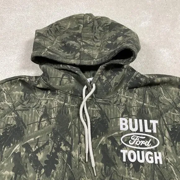Ford Hoodie Mens 2XL Green Camo Built Ford Tough Pullover Sweatshirt Truck - Picture 2 of 8